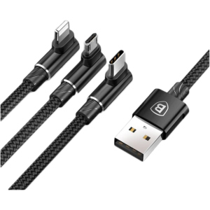 Кабель Baseus MVP 3 in 1 Mobile Game Cable USB for M+L+T 3.5A 1.2 м Black (CAMLT-WZ01)