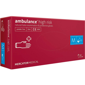 Перчатки Mercator Medical Ambulance High Risk латексные нестерильные неопудренные M 25 пар Синие (17201900) ТОП в Чернигове