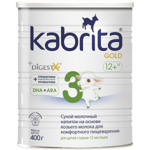 Сухий молочний напій Kabrita 3 Gold для комфортного травлення на основі козячого молока (для дітей віком від 12 місяців) 400 г (8716677007397) надійний