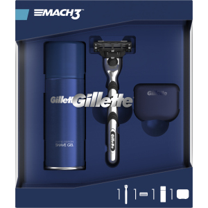 Подарочный набор для мужчин Gillette Бритва с 1 сменной кассетой Mach 3 + Гель Fusion Ultra Sensitive 75 мл + Дорожный чехол (7702018508624) ТОП в Чернигове