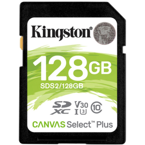 Kingston SDXC 128GB Canvas Select Plus Class 10 UHS-I U3 V30 (SDS2/128GB)