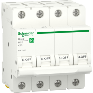 Автоматичний вимикач Schneider Electric RESI9 25 А, 4P, крива С, 6кА ТОП в Чернігові