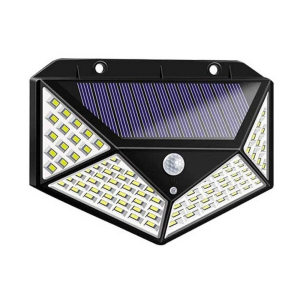 Ліхтар прожектор на сонячній батареї із датчиком руху Solar Wall Lamp 100 LED, чорний надійний