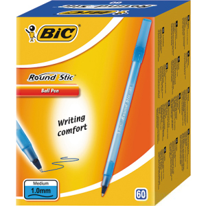 Набір кулькових ручок BIC Round Stic M Blue, 60 шт., вузол для письма 1мм, товщина лінії 0,4мм (3086123256378) ТОП в Чернігові