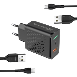 Зарядний пристрій Grand-X Fast Charge 5-в-1 QC3.0, AFC, SCP, FCP, VOOC 22.5W + microUSB + TypeC (CH-850MT) в Чернігові