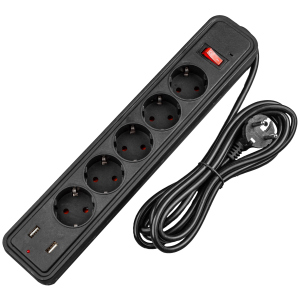 хороша модель Мережевий фільтр XoKo 5 розеток, 2 USB 1.8 м Black (XK-SP-5-2)