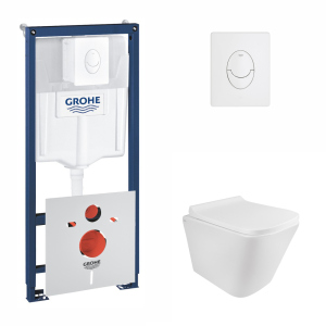 Набор инсталляция 4 в 1 Grohe Rapid SL 38722001 + унитаз с сиденьем Qtap Tern QT1733052ERW лучшая модель в Чернигове