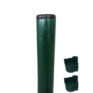 Столб заборный Техна Эко металлический круглый с полимерным покрытием и креплениями 1500 мм D=45 мм Зеленый (RAL6005 PTE-04) ТОП в Чернигове