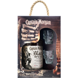 Ромовый напиток Captain Morgan Spiced Black 1 л 40% + 2 рюмки (4820178650991) в Чернигове