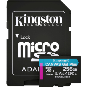 Kingston MicroSDXC 256 ГБ Canvas Go! Plus Class 10 UHS-I U3 V30 A2 + SD-адаптер (SDCG3/256GB) в Чернігові