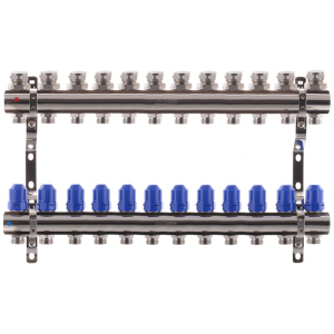Коллекторный блок с термостатическими клапанами KOER KR.1100-12 1”x12 WAYS (KR2638) лучшая модель в Чернигове