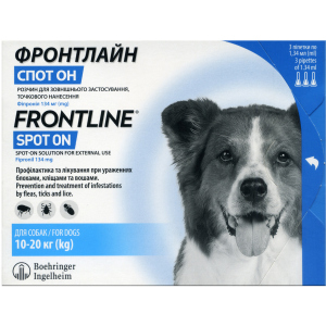 Капли Merial Frontline Spot-on Dog M от блох и клещей для собак весом 10-20 кг 3 шт (2000981007683)