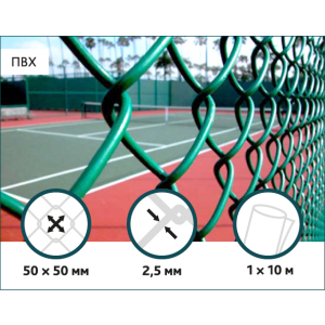 Сітка Рабиця ПВХ Сітка Захід 50х50/2,5(1,5)мм 1,0м/10м краща модель в Чернігові