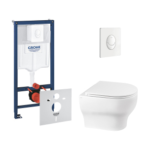 Набір інсталяція 4 в 1 Grohe Rapid SL 38722001 + унітаз з сидінням Qtap Aries QT0333063ERW