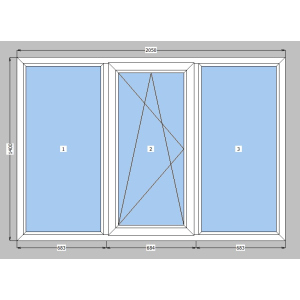 Окно металлопластиковое Brokelman 58 mm 1-створчатое поворотно-откидное, фурнитура Vorne, 2050х1400 мм, белое в Чернигове