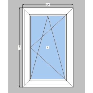 хорошая модель Окно металлопластиковое Koning 70 mm 1-створчатое поворотно-откидное, фурнитура Vorne, 700х1100 мм, белое