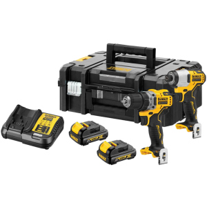 Набор из двух инструментов бесщеточных DeWalt 12 В XR Li-lon, 1.3 Ач, чемодан, 2 аккумулятора и зарядное устройство (DCK2110C2T) ТОП в Чернигове