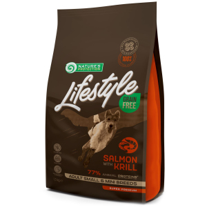 Сухий беззерновий корм для собак Nature's Protection Lifestyle Grain Free Salmon з кришкою Adult Small and Mini Breeds з лососем і крилем 1.5 кг (NPLS45680) (4771317456809) рейтинг