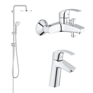 Набір змішувачів 3в1 Grohe Eurosmart 123389M хром (81260) краща модель в Чернігові