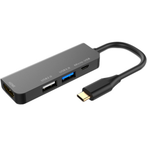 USB-хаб XoKo AC-400 Type-C на HDMI+USB 3.0+USB 2.0+Micro USB (XK-AC-400) в Чернігові