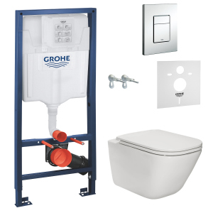 Інсталяція GROHE Rapid SL 38772001 із панеллю змиву Skate Cosmopolitan 38775001 + унітаз ROCA Gap Rimless A34H470000 із сидінням Slim Soft Close краща модель в Чернігові