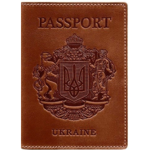 Новый Обложка для паспорта кожаная с украинским гербом BlankNote BN-OP-UA-k Коричневая лучшая модель в Чернигове