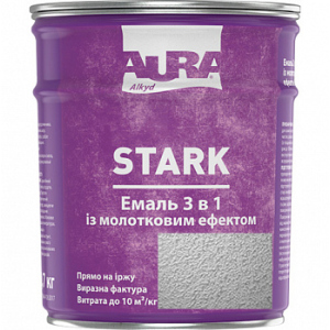 Молотковая эмаль Aura® Stark 3 в 1 серебряный №20 глянец 2.2 кг лучшая модель в Чернигове