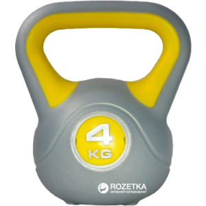 Гиря LiveUp Plastic Kettel Bell 4 кг Grey/Yellow (LS2047-4) ТОП в Чернигове