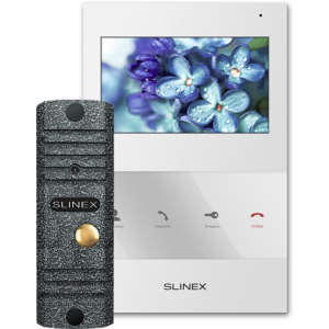Комплект відеодомофону Slinex SQ-04 White + Виклична панель ML-16НR Grey Antiq (SQ-04(б)+ML-16НR(ант)) ТОП в Чернігові