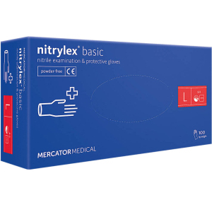 Перчатки Mercator Medical Nitrylex Basic нитриловые нестерильные неприпудренные L 100 шт Голубые (17203900) лучшая модель в Чернигове